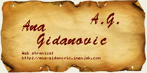 Ana Gidanović vizit kartica